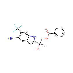 C[C@@](O)(COC(=O)c1ccccc1)c1cc2cc(C#N)c(C(F)(F)F)cc2[nH]1 ZINC000034801506