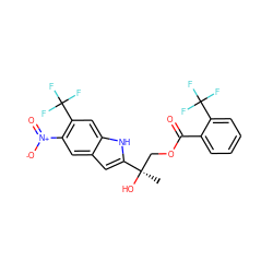 C[C@@](O)(COC(=O)c1ccccc1C(F)(F)F)c1cc2cc([N+](=O)[O-])c(C(F)(F)F)cc2[nH]1 ZINC000034801534