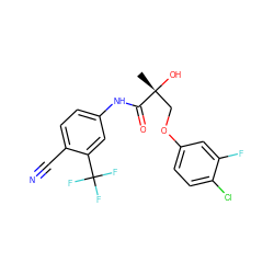 C[C@@](O)(COc1ccc(Cl)c(F)c1)C(=O)Nc1ccc(C#N)c(C(F)(F)F)c1 ZINC000040330946