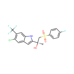 C[C@@](O)(CS(=O)(=O)c1ccc(F)cc1)c1cc2cc(Cl)c(C(F)(F)F)cc2[nH]1 ZINC000034801540