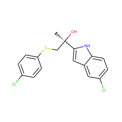 C[C@@](O)(CSc1ccc(Cl)cc1)c1cc2cc(Cl)ccc2[nH]1 ZINC000034801498