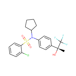 C[C@@](O)(c1ccc(N(C2CCCC2)S(=O)(=O)c2ccccc2Cl)cc1)C(F)(F)F ZINC000084723450