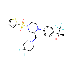 C[C@@](O)(c1ccc(N2CCN(S(=O)(=O)c3cccs3)C[C@@H]2CN2CCC(F)(F)CC2)cc1)C(F)(F)F ZINC000103261593