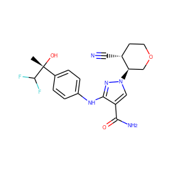 C[C@@](O)(c1ccc(Nc2nn([C@@H]3COCC[C@H]3C#N)cc2C(N)=O)cc1)C(F)F ZINC000221828982