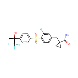 C[C@@](O)(c1ccc(S(=O)(=O)c2ccc(CC3(C(N)=O)CC3)cc2Cl)cc1)C(F)(F)F ZINC000064559689