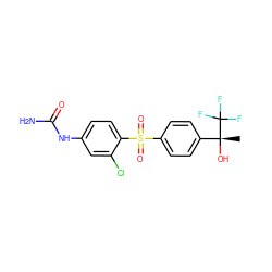 C[C@@](O)(c1ccc(S(=O)(=O)c2ccc(NC(N)=O)cc2Cl)cc1)C(F)(F)F ZINC000064559373