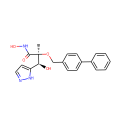 C[C@@](OCc1ccc(-c2ccccc2)cc1)(C(=O)NO)[C@@H](O)c1ccn[nH]1 ZINC000084602291