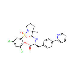 C[C@@]1(C(=O)N[C@@H](Cc2ccc(-c3ccccn3)cc2)C(=O)O)CCCN1S(=O)(=O)c1cc(Cl)cc(Cl)c1 ZINC000026646583