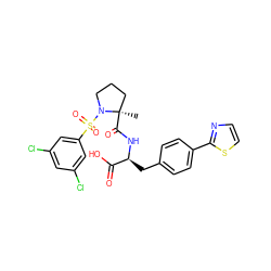 C[C@@]1(C(=O)N[C@@H](Cc2ccc(-c3nccs3)cc2)C(=O)O)CCCN1S(=O)(=O)c1cc(Cl)cc(Cl)c1 ZINC000026649870