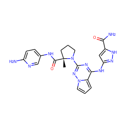 C[C@@]1(C(=O)Nc2ccc(N)nc2)CCCN1c1nc(Nc2cc(C(N)=O)[nH]n2)c2cccn2n1 ZINC000143216949