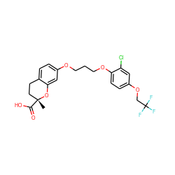 C[C@@]1(C(=O)O)CCc2ccc(OCCCOc3ccc(OCC(F)(F)F)cc3Cl)cc2O1 ZINC000028132639