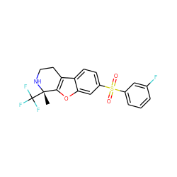 C[C@@]1(C(F)(F)F)NCCc2c1oc1cc(S(=O)(=O)c3cccc(F)c3)ccc21 ZINC000073221844