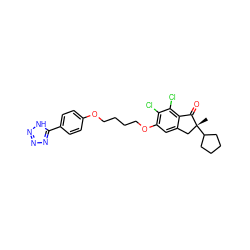 C[C@@]1(C2CCCC2)Cc2cc(OCCCCOc3ccc(-c4nnn[nH]4)cc3)c(Cl)c(Cl)c2C1=O ZINC000028343526