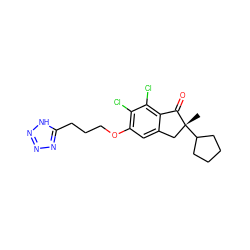 C[C@@]1(C2CCCC2)Cc2cc(OCCCc3nnn[nH]3)c(Cl)c(Cl)c2C1=O ZINC000028128950