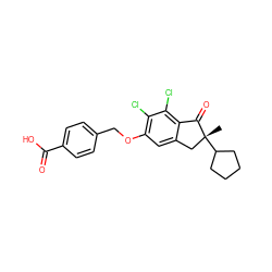 C[C@@]1(C2CCCC2)Cc2cc(OCc3ccc(C(=O)O)cc3)c(Cl)c(Cl)c2C1=O ZINC000027649319