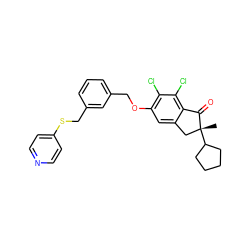 C[C@@]1(C2CCCC2)Cc2cc(OCc3cccc(CSc4ccncc4)c3)c(Cl)c(Cl)c2C1=O ZINC000028336002