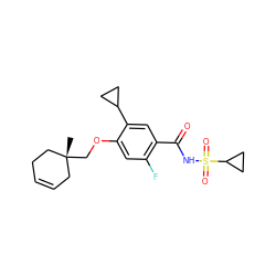 C[C@@]1(COc2cc(F)c(C(=O)NS(=O)(=O)C3CC3)cc2C2CC2)CC=CCC1 ZINC000207165529