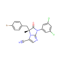 C[C@@]1(Cc2ccc(Br)cc2)C(=O)N(c2cc(Cl)cc(Cl)c2)c2ncc(C#N)n21 ZINC000013584257