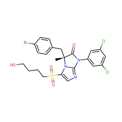 C[C@@]1(Cc2ccc(Br)cc2)C(=O)N(c2cc(Cl)cc(Cl)c2)c2ncc(S(=O)(=O)CCCCO)n21 ZINC000028462937