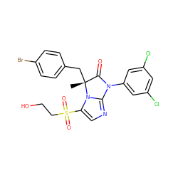 C[C@@]1(Cc2ccc(Br)cc2)C(=O)N(c2cc(Cl)cc(Cl)c2)c2ncc(S(=O)(=O)CCO)n21 ZINC000028460423