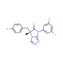 C[C@@]1(Cc2ccc(Br)cc2)C(=O)N(c2cc(Cl)cc(Cl)c2)c2nncn21 ZINC000013584231