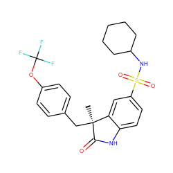 C[C@@]1(Cc2ccc(OC(F)(F)F)cc2)C(=O)Nc2ccc(S(=O)(=O)NC3CCCCC3)cc21 ZINC000061898271