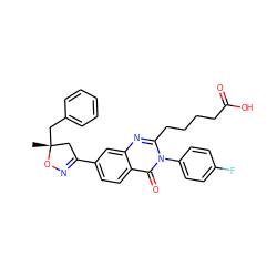 C[C@@]1(Cc2ccccc2)CC(c2ccc3c(=O)n(-c4ccc(F)cc4)c(CCCCC(=O)O)nc3c2)=NO1 ZINC000103256639