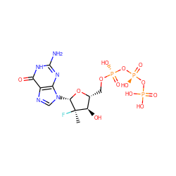 C[C@@]1(F)[C@H](O)[C@@H](CO[P@@](=O)(O)O[P@@](=O)(O)OP(=O)(O)O)O[C@H]1n1cnc2c(=O)[nH]c(N)nc21 ZINC000066258646