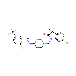 C[C@@]1(F)C(=O)N(C[C@H]2CC[C@H](NC(=O)c3cc(C(F)(F)F)ccc3Cl)CC2)c2cc(Cl)ccc21 ZINC000653753023