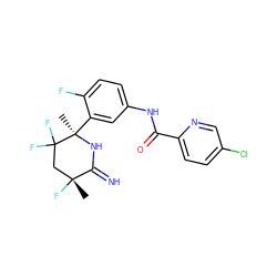 C[C@@]1(F)CC(F)(F)[C@@](C)(c2cc(NC(=O)c3ccc(Cl)cn3)ccc2F)NC1=N ZINC001772608878