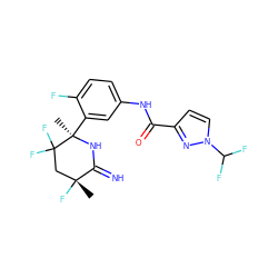 C[C@@]1(F)CC(F)(F)[C@@](C)(c2cc(NC(=O)c3ccn(C(F)F)n3)ccc2F)NC1=N ZINC001772657634