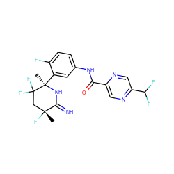 C[C@@]1(F)CC(F)(F)[C@@](C)(c2cc(NC(=O)c3cnc(C(F)F)cn3)ccc2F)NC1=N ZINC001772645108