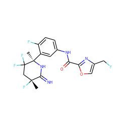 C[C@@]1(F)CC(F)(F)[C@@](C)(c2cc(NC(=O)c3nc(CF)co3)ccc2F)NC1=N ZINC001772575756