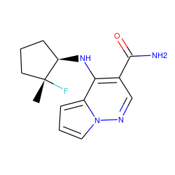 C[C@@]1(F)CCC[C@H]1Nc1c(C(N)=O)cnn2cccc12 ZINC000203810692