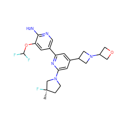 C[C@@]1(F)CCN(c2cc(C3CN(C4COC4)C3)cc(-c3cnc(N)c(OC(F)F)c3)n2)C1 ZINC000653762393