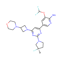 C[C@@]1(F)CCN(c2nc(-c3cnc(N)c(OC(F)F)c3)cc(N3CC(N4CCOCC4)C3)n2)C1 ZINC000653750405