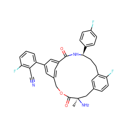 C[C@@]1(N)Cc2ccc(F)c(c2)CC[C@H](c2ccc(F)cc2)NC(=O)c2cc(cc(-c3cccc(F)c3C#N)c2)COC1=O ZINC000028950054