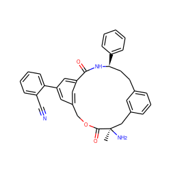 C[C@@]1(N)Cc2cccc(c2)CC[C@H](c2ccccc2)NC(=O)c2cc(cc(-c3ccccc3C#N)c2)COC1=O ZINC000028950044