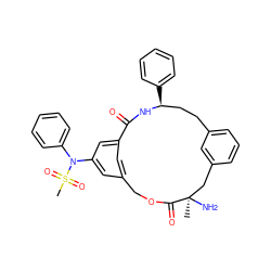 C[C@@]1(N)Cc2cccc(c2)CC[C@H](c2ccccc2)NC(=O)c2cc(cc(N(c3ccccc3)S(C)(=O)=O)c2)COC1=O ZINC000028949969