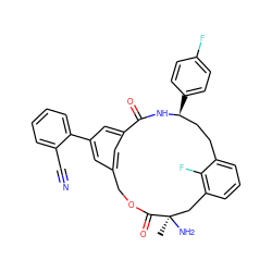 C[C@@]1(N)Cc2cccc(c2F)CC[C@H](c2ccc(F)cc2)NC(=O)c2cc(cc(-c3ccccc3C#N)c2)COC1=O ZINC000028950050