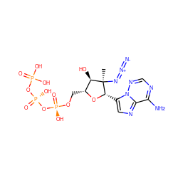 C[C@@]1(N=[N+]=[N-])[C@H](O)[C@@H](CO[P@](=O)(O)O[P@](=O)(O)OP(=O)(O)O)O[C@H]1c1cnc2c(N)ncnn12 ZINC000148176284
