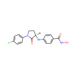 C[C@@]1(Nc2ccc(C(=O)NO)cc2)CCN(c2ccc(Cl)cc2)C1=O ZINC000169075726