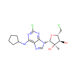 C[C@@]1(O)[C@H](O)[C@@H](CCl)O[C@H]1n1cnc2c(NC3CCCC3)nc(Cl)nc21 ZINC000040407717