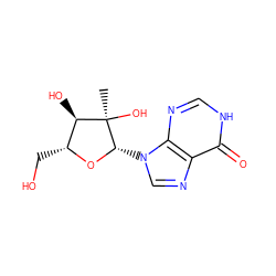 C[C@@]1(O)[C@H](O)[C@@H](CO)O[C@H]1n1cnc2c(=O)[nH]cnc21 ZINC000013560600