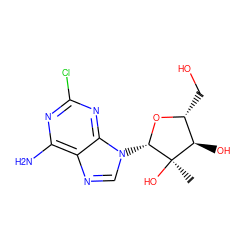 C[C@@]1(O)[C@H](O)[C@@H](CO)O[C@H]1n1cnc2c(N)nc(Cl)nc21 ZINC000013610755