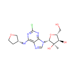 C[C@@]1(O)[C@H](O)[C@@H](CO)O[C@H]1n1cnc2c(N[C@@H]3CCOC3)nc(Cl)nc21 ZINC000029040364