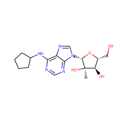 C[C@@]1(O)[C@H](O)[C@@H](CO)O[C@H]1n1cnc2c(NC3CCCC3)ncnc21 ZINC000013472701