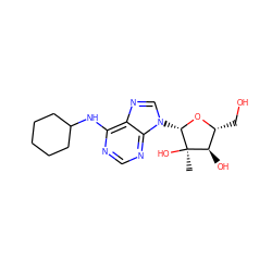 C[C@@]1(O)[C@H](O)[C@@H](CO)O[C@H]1n1cnc2c(NC3CCCCC3)ncnc21 ZINC000013610731