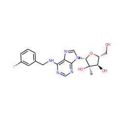 C[C@@]1(O)[C@H](O)[C@@H](CO)O[C@H]1n1cnc2c(NCc3cccc(I)c3)ncnc21 ZINC000013610758