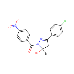 C[C@@]1(O)CC(c2ccc(Cl)cc2)=NN1C(=O)c1ccc([N+](=O)[O-])cc1 ZINC000000817561